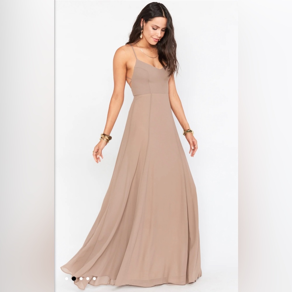 Show Me Your Mumu Godshaw Goddess Gown - S - Dune Chiffon - Picture 2 of 5